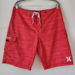EXCLUSIVE The Buckle‎ Hurley Mens 34 Red Hot Lava One & Only Stretch Swim Trunks